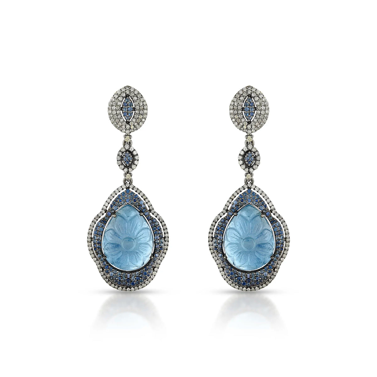 Celeste aqua victorian silver gold drops