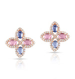 Load image into Gallery viewer, Pastel Sapphire Floral Stud Rose Gold Earrings in 18 Kt