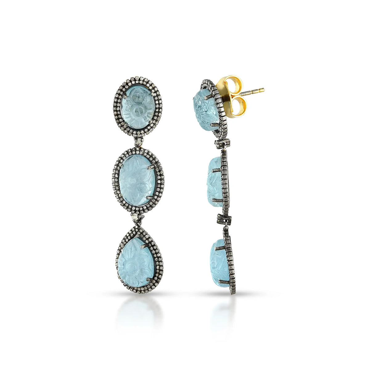 Ocean oval silver gold victorian drops