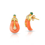 Load image into Gallery viewer, Coral & Diamond Elegance Earrings in 18 Kt