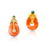Load image into Gallery viewer, Coral & Diamond Elegance Earrings in 18 Kt