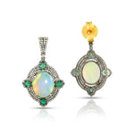 Load image into Gallery viewer, Opal & Emerald Victorian Silver-Gold Drop Earrings