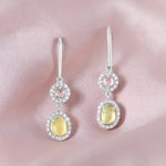 Load image into Gallery viewer, Dual Sapphire Drop White Gold Earrings in 18 Kt