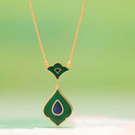 Load image into Gallery viewer, Dual Side Enamel Drop Necklace in 18 Kt