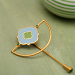 Load image into Gallery viewer, Aqua Garden Enamel Brooch in 18 Kt