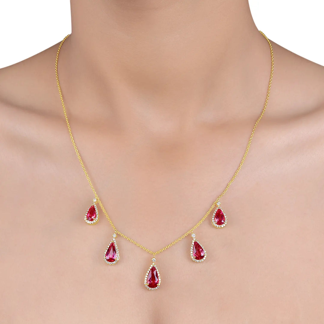 Ruby Reign Statement Necklace in 18 Kt