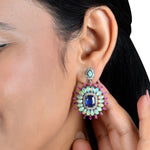 Load image into Gallery viewer, Opal &amp; Kyanite Victorian Silver-Gold Drop Earrings
