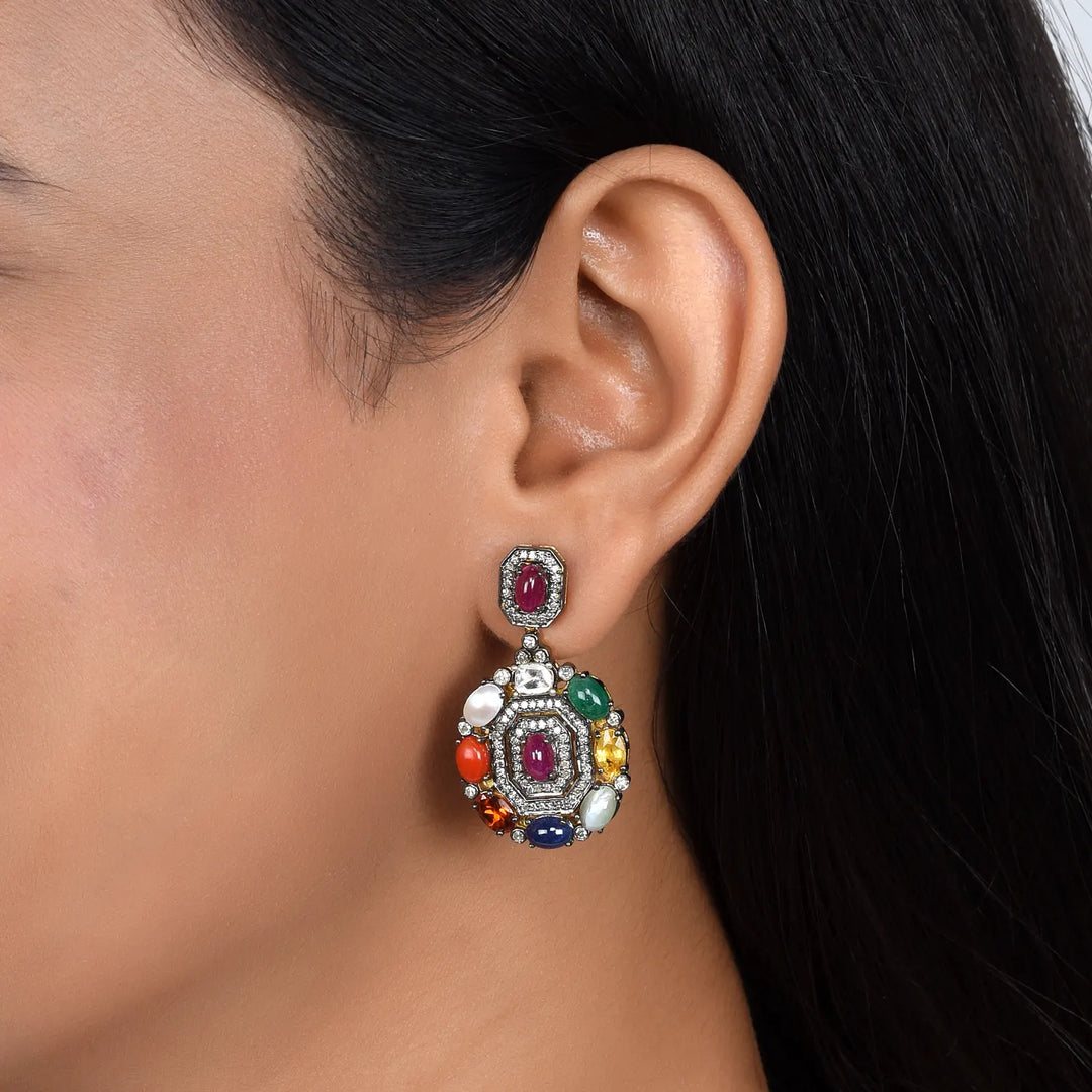 Royal Navratna Victorian Earrings