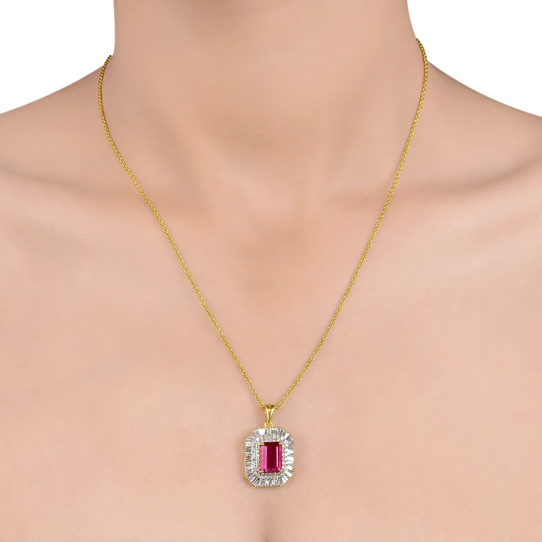 Sovereign Rubellite Pendant in 18 Kt