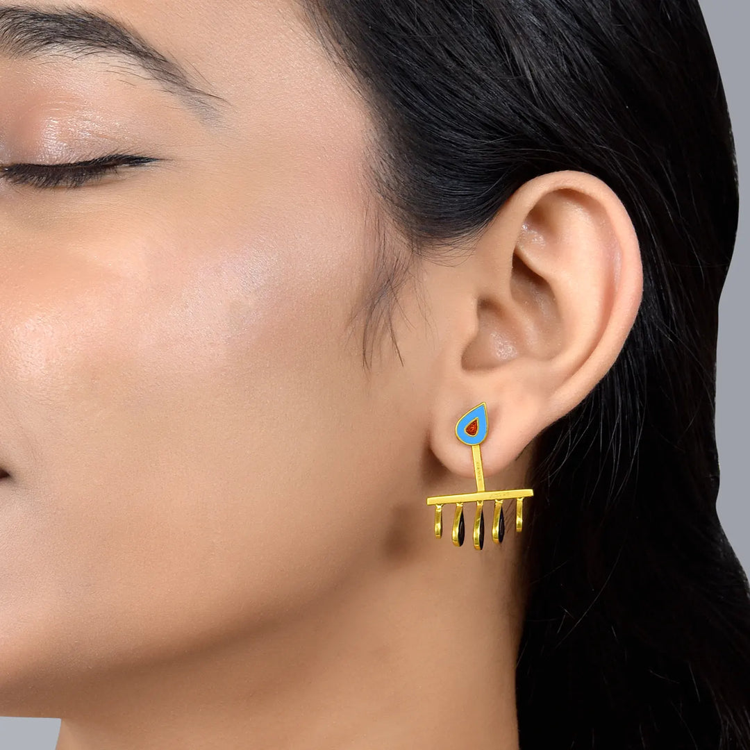 Enamel Statement Earring in 18 Kt
