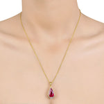 Load image into Gallery viewer, Pear Rubellite Pendant in 18 Kt
