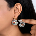 Load image into Gallery viewer, Navratna Diamond Link Victorian Earrings
