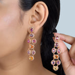 Load image into Gallery viewer, Multi Sapphire Chandelier Rose Gold Earrings in 18 Kt
