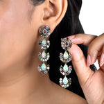 Load image into Gallery viewer, Opal &amp; Multicolour Tourmaline Victorian Silver-Gold Chandelier Earrings
