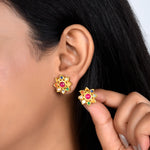 Load image into Gallery viewer, Navratna Surya Studs in 18 Kt

