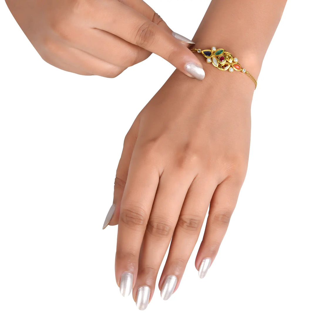 Contemporary Navratna Bracelet in 18 Kt