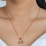 Load image into Gallery viewer, Blush Sapphire Drop Rose Gold Necklace in 18 Kt

