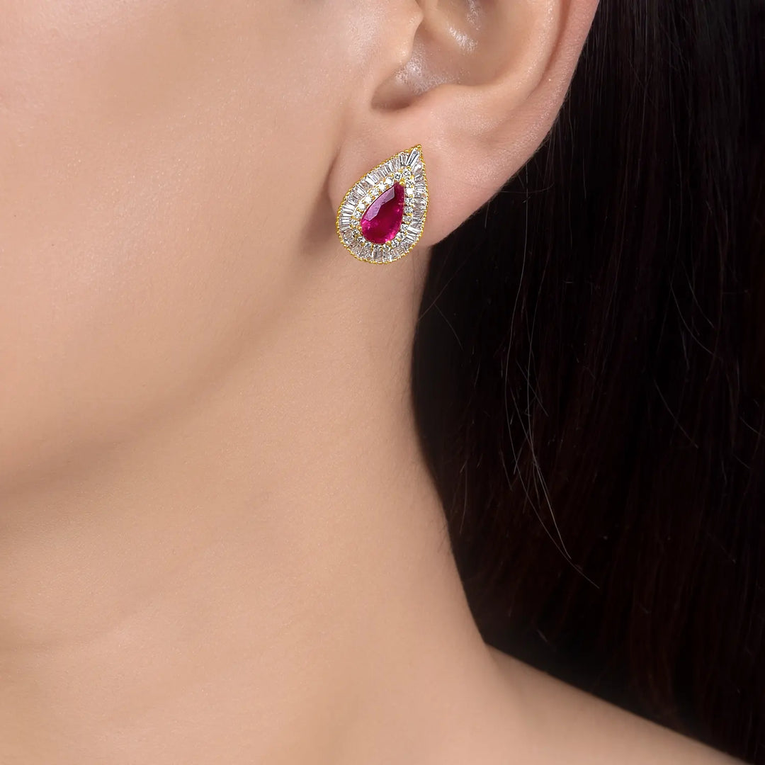 Crimson Majesty Drops in 18 Kt