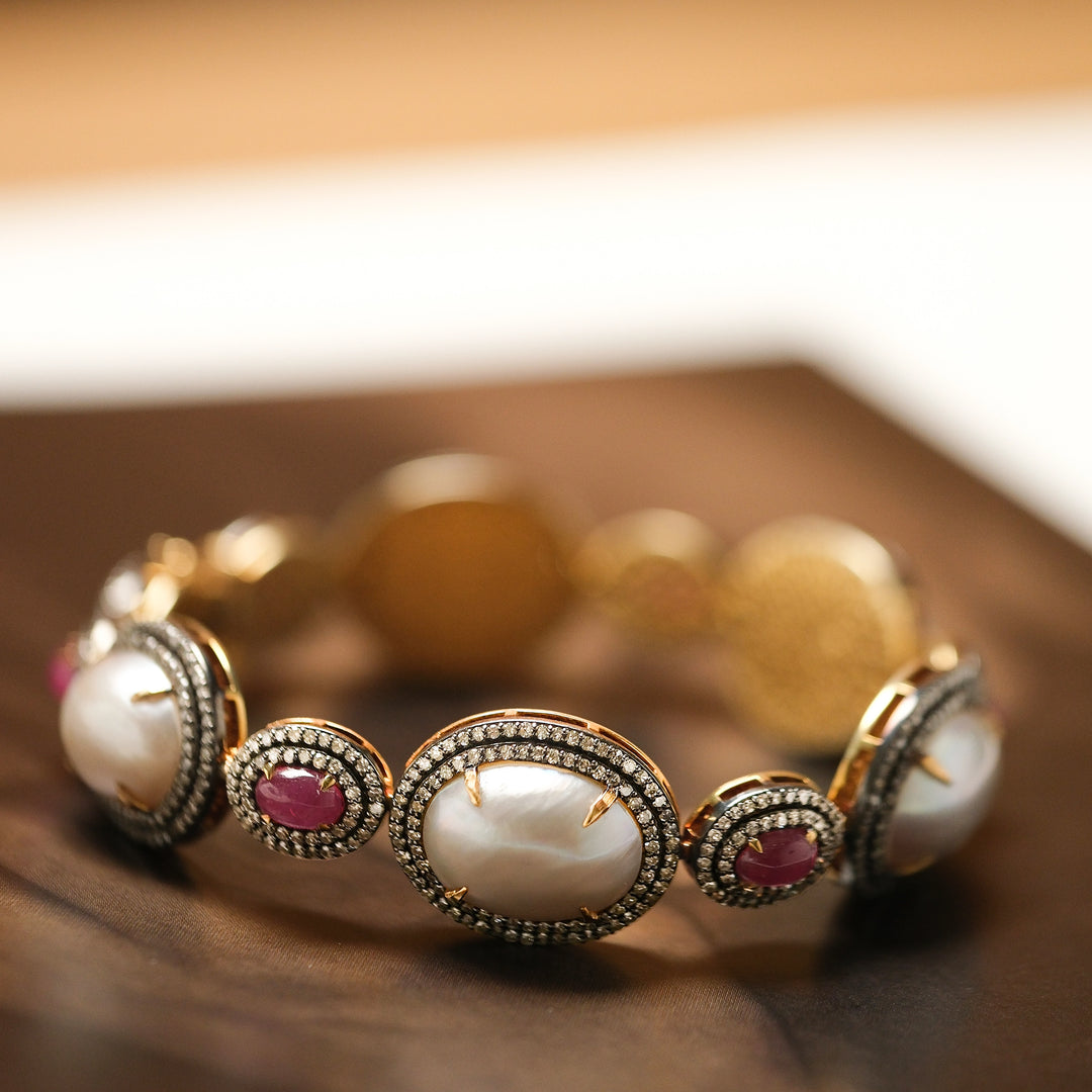 Victorian Pearl & Ruby Bracelet