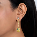 Load image into Gallery viewer, Geometric Navratna Earrings in 18 Kt
