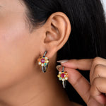 Load image into Gallery viewer, Navratna Diamond Victorian Hoop Earrings
