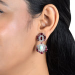 Load image into Gallery viewer, Opal &amp; Tourmaline Victorian Silver-Gold Statement Earrings

