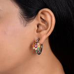 Load image into Gallery viewer, Navratna Diamond Victorian Hoop Earrings
