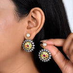 Load image into Gallery viewer, Navratna Pearl &amp; Diamond Victorian Earrings
