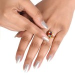 Load image into Gallery viewer, Navratna Floral Ring in 18 Kt
