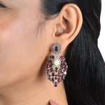 Load image into Gallery viewer, Opal &amp; Pink Tourmaline Victorian Silver-Gold Chandelier Earrings
