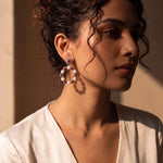 Load image into Gallery viewer, Ruby &amp; Pearl Circle Earrings
