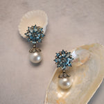Load image into Gallery viewer, Victorian Blue Topaz &amp; Pearl Earrings

