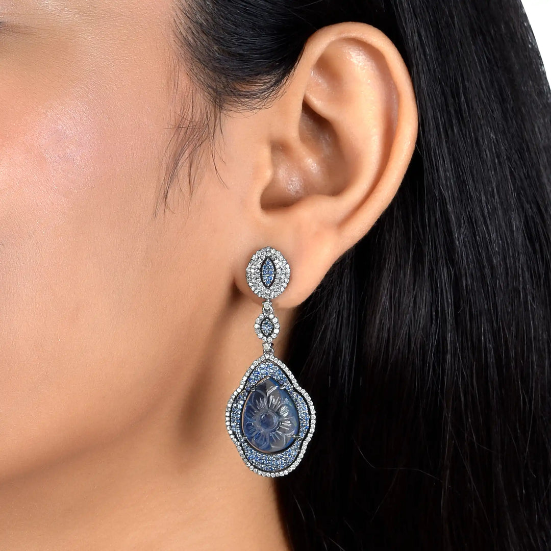 Celeste Aqua Victorian Silver-Gold Drops