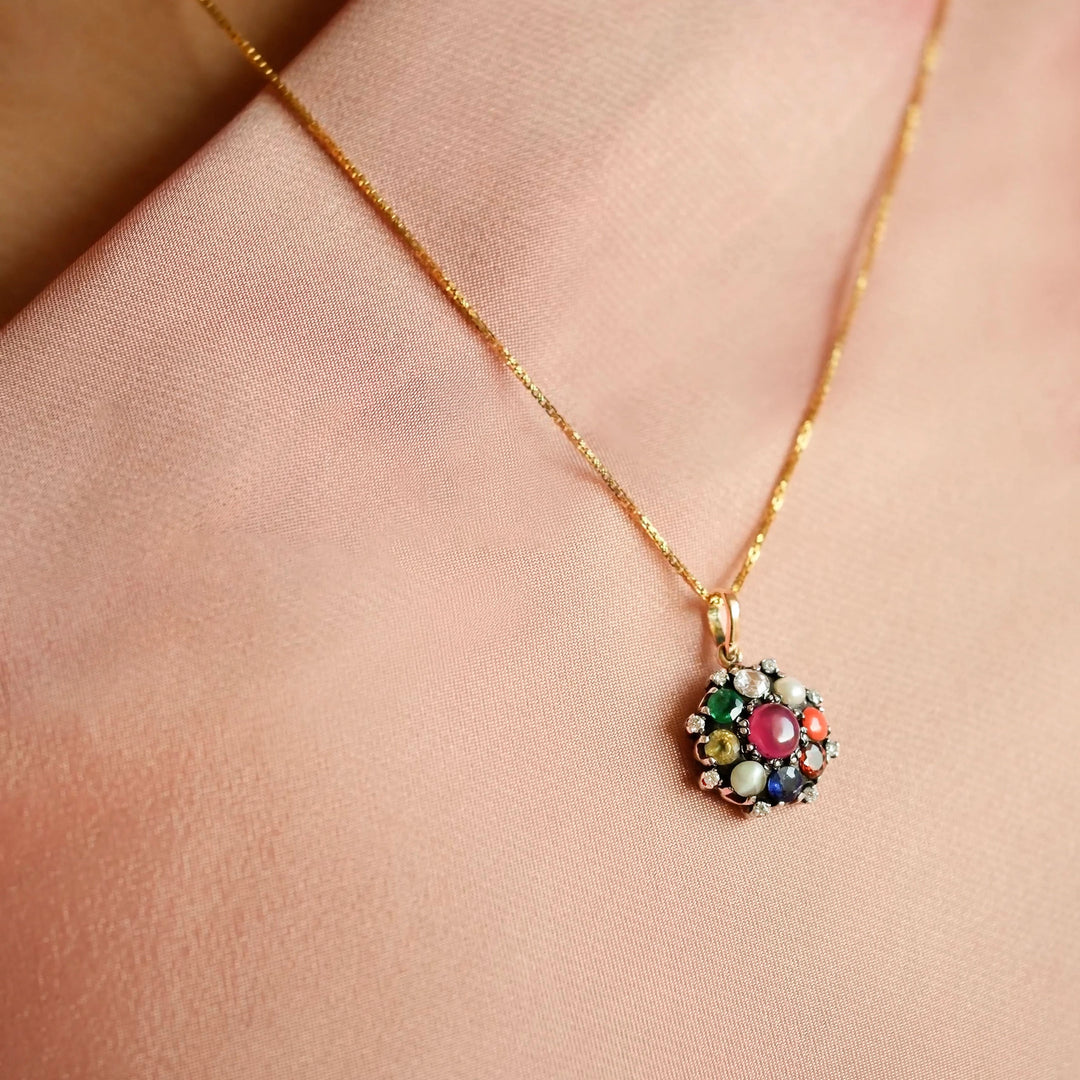 Celestial Navratna Victorian Pendant