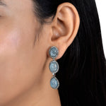 Load image into Gallery viewer, Ocean Oval Silver-Gold Victorian Drops
