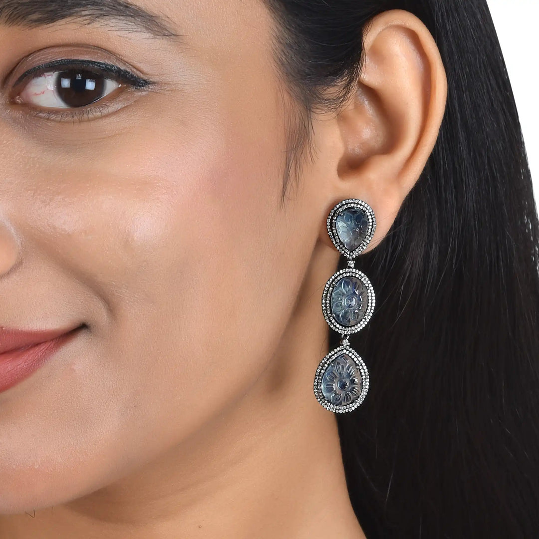 Aqua Flow Silver-Gold Victorian Earrings