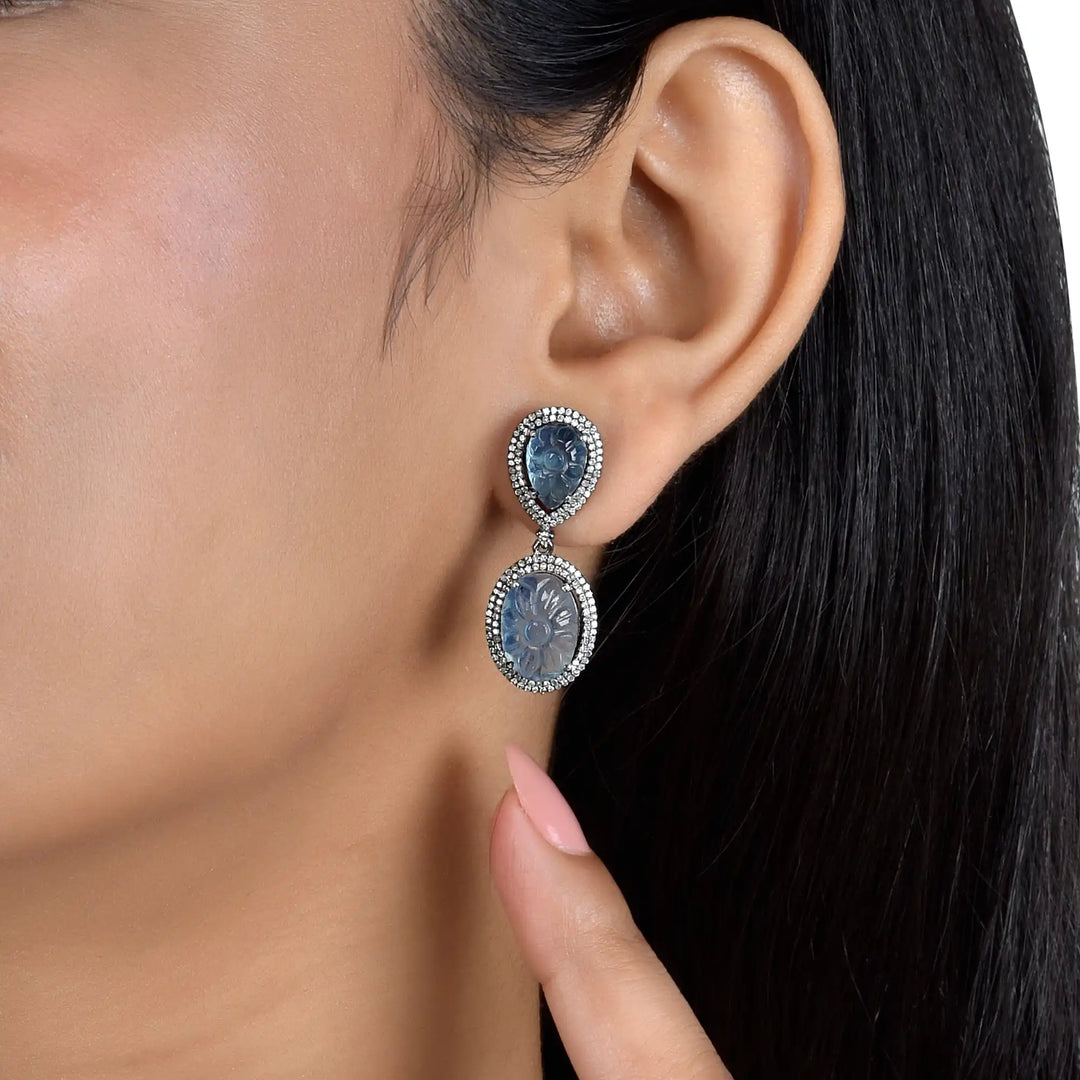 Aqua Heritage Silver-Gold Victorian Earrings