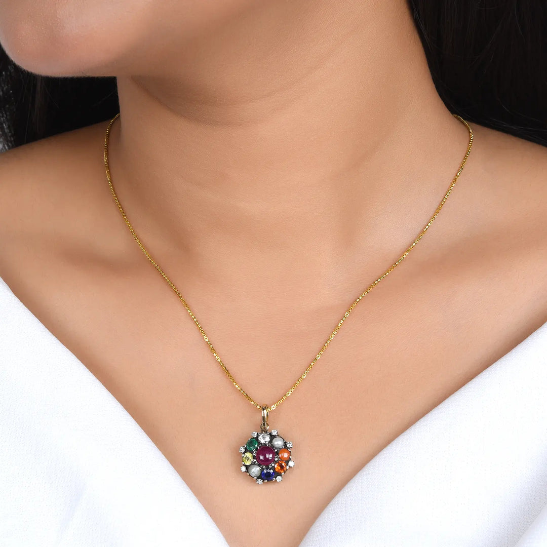 Celestial Navratna Victorian Pendant
