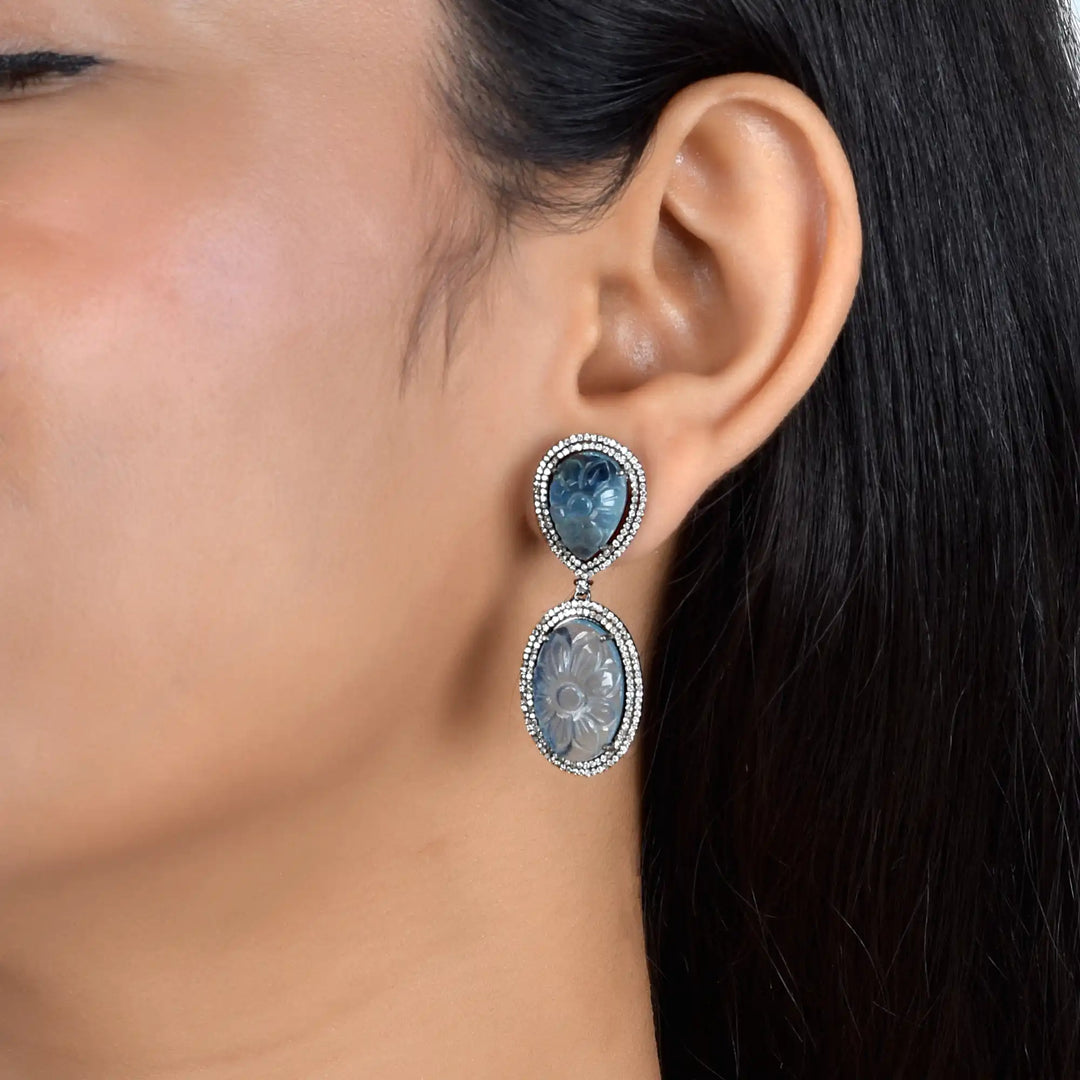 Ocean Petal Silver-Gold Victorian Drops