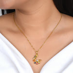 Load image into Gallery viewer, Navratna Tejas Pendant in 18 Kt
