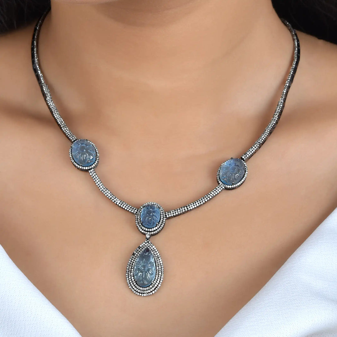Ocean Drop Silver-Gold Victorian Necklace