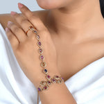 Load image into Gallery viewer, Sapphire Cascade Rose Gold Hathphool in 18 Kt
