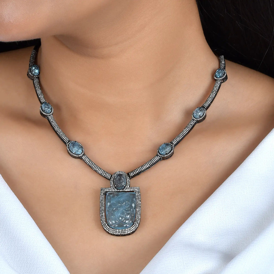 Ocean Frame Silver-Gold Victorian Necklace