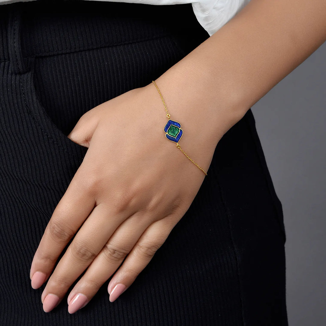 Oceanline Enamel Gold Bracelet in 18 Kt
