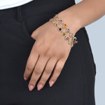 Load image into Gallery viewer, Multicolour Sapphire Double Row Rose Gold Bracelet in 18 Kt
