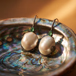 Load image into Gallery viewer, Victorian Emerald &amp; Pearl Drop Earrings
