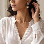 Load image into Gallery viewer, Victorian Blue Topaz &amp; Pearl Earrings

