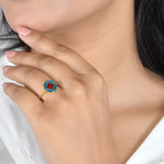 Load image into Gallery viewer, Gold Enamel Statement Ring in 18 Kt
