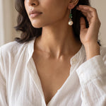 Load image into Gallery viewer, Victorian Emerald &amp; Pearl Earrings
