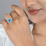 Load image into Gallery viewer, Enamel Medallion Gold Ring in 18 Kt
